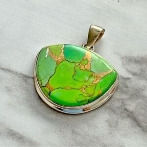 Green Copper Turquoise .925 Sterling Silver Pendant